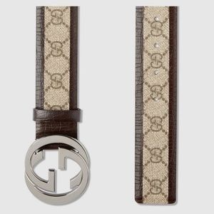 Men's Gucci Belt Canvas and Leather 100% Authentic